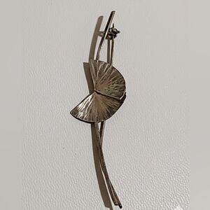 Vintage 1970s Maria Louise King MLK Sterling Silver Modernist Fan Brooch